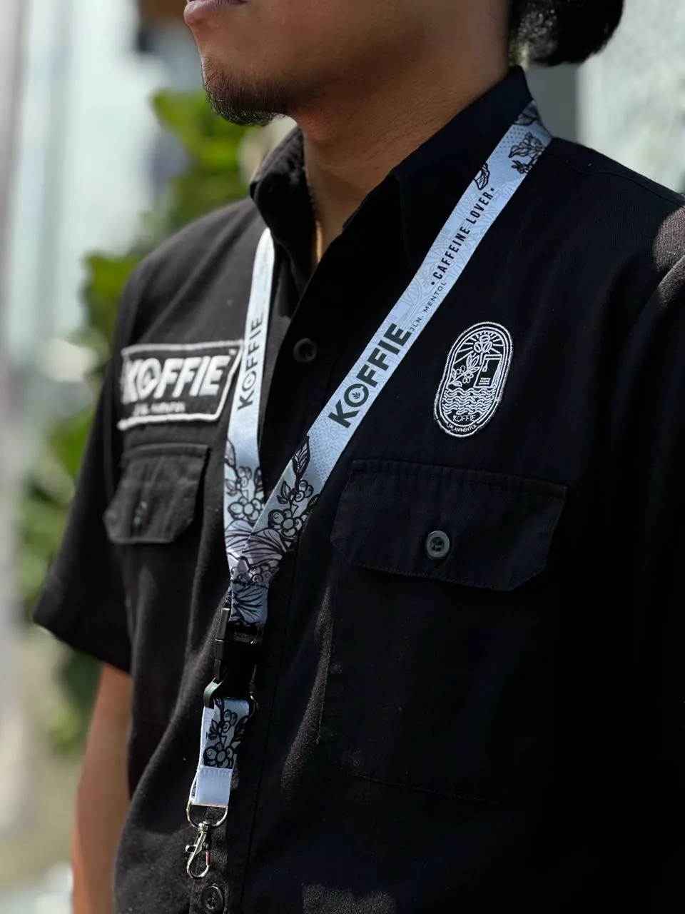 Koffie team shirt and Caffeine Lover lanyard